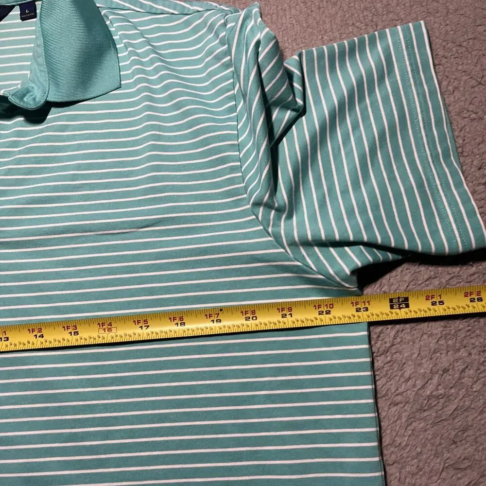 Ralph Lauren Golf Polo Short Sleeve Shirt Mens Large Teal Stripe Performance